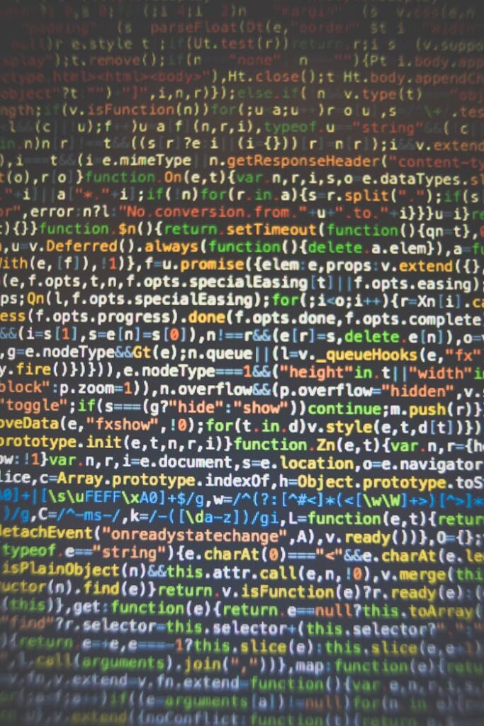 Vibrant code displayed on a computer screen showcasing programming and software development concepts.